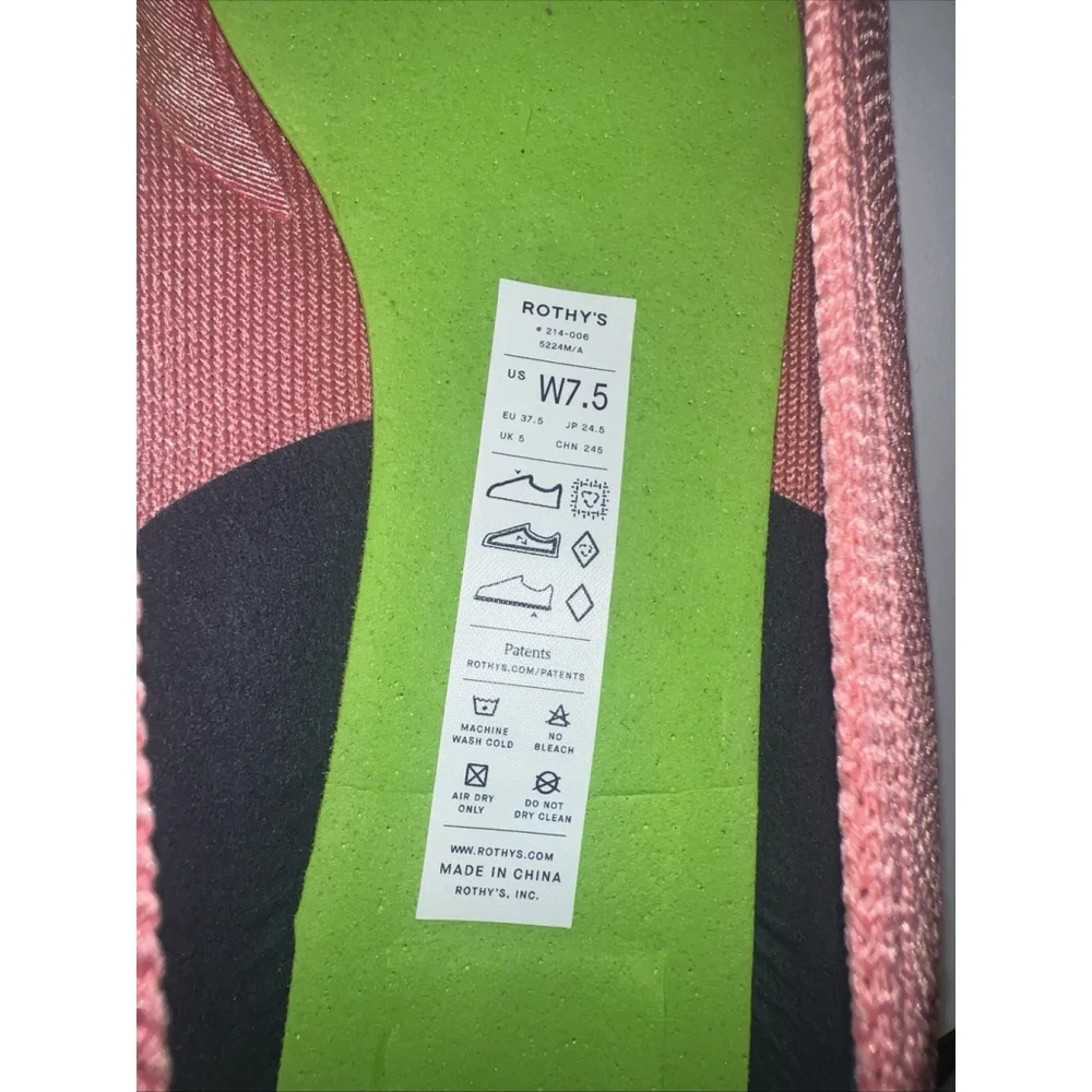Rothy’s Women’s The High Point In Love Insole In Tulip Pink Shoes 7.5 Preppy